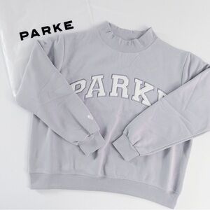 Parke Valentine’s Varsity Mockneck in Lavender + White